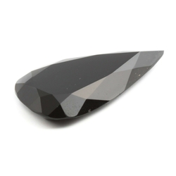 Large antique Czech hand cut teardrop jet black glass rhinestone 37x19mm