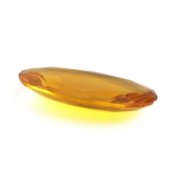Large antique Czech hand cut golden amber oval faceted glass rhinestone 40x19mm