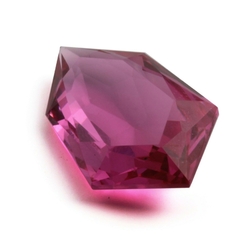 Large antique Czech hand cut cranberry pink hexagon glass rhinestone 27x17mm