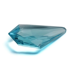 Large antique Czech hand cut aqua blue pentagon teardrop glass rhinestone 38x27mm