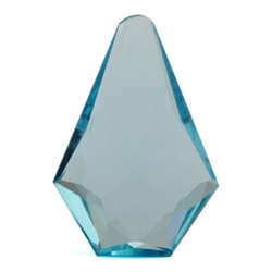 Large antique Czech hand cut aqua blue pentagon teardrop glass rhinestone 38x27mm