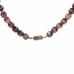Vintage 29" necklace Czech brown marble clear faceted rondelle glass beads