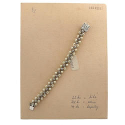 Czech vintage 3 strand bracelet pearl glass beads filigree floral clasp