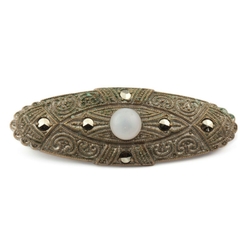 Vintage Art Deco Czech marcasite pearl silver pin brooch