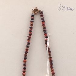 Vintage Czech necklace brown marble beige rondelle glass beads 15"