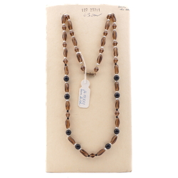 Vintage Czech necklace topaz black glass beads 25"