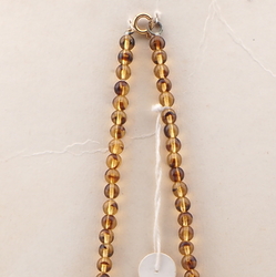 Vintage Czech necklace topaz tortoise glass beads 16"