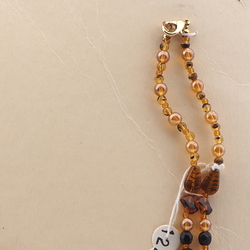 Vintage Czech necklace topaz tortoise lustre black glass beads 24"