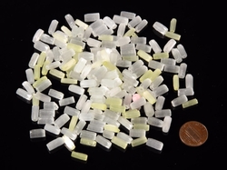 Lot (180) vintage Czech frost crystal alabaster yellow satin atlas bugle glass beads