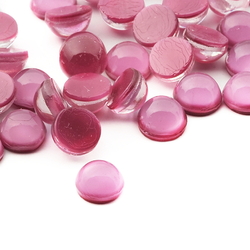Lot (80) vintage Czech pink moonglow round glass cabochons 6mm