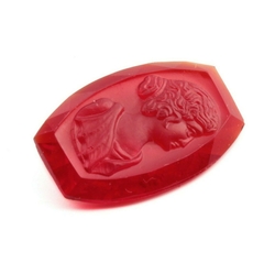 Czech vintage Art Deco pictorial cameo ruby red glass rhinestone 20mm