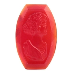 Czech vintage Art Deco pictorial cameo ruby red glass rhinestone 20mm