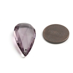 Czech antique hand cut pale amethyst teardrop faceted pendant glass bead 31mm
