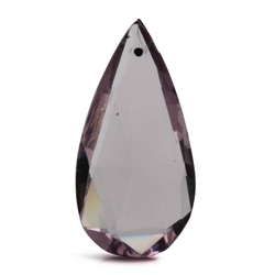 Czech antique hand cut pale amethyst teardrop faceted pendant glass bead 31mm