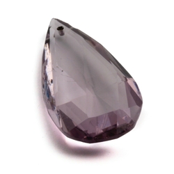 Czech antique hand cut pale amethyst teardrop faceted pendant glass bead 31mm
