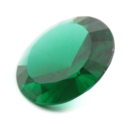 Large antique Czech hand cut round Emerald green glass rhinestone 31mm