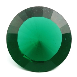 Large antique Czech hand cut round Emerald green glass rhinestone 31mm