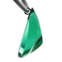 Unique green crystal bicolor Art Glass glass fantasy statement pendant necklace