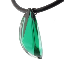 Unique green crystal bicolor Art Glass glass fantasy statement pendant necklace
