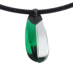 Unique green crystal bicolor Art Glass glass fantasy statement pendant necklace
