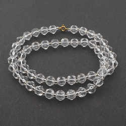 Vintage necklace Czech round faceted clear English cut glass beads 19"
