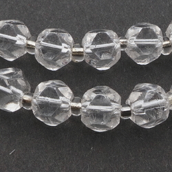 Vintage necklace Czech round faceted clear English cut glass beads 19"