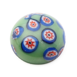 Czech vintage millefiori green round glass cabochon 15mm