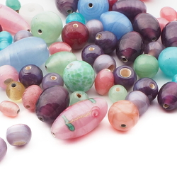 Lot (60) vintage Czech satin lampwork glass beads 