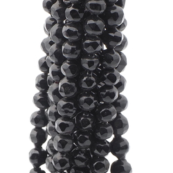 Hank (288) antique Victorian Czech blown round black glass beads 6mm