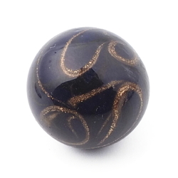 Antique Czech blue aventurine gold swirl micro lampwork ball glass button 12mm