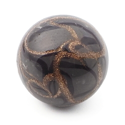 Antique Czech black aventurine gold swirl micro lampwork ball glass button 13mm