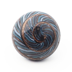Antique Czech aventurine gold multicolor spiral micro lampwork glass button 14mm