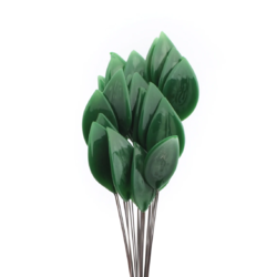 Czech lampwork glass green flower leaf glass bead (1 bead)