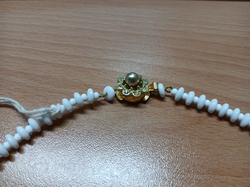 Vintage Czech necklace element white rondelle glass beads 15"