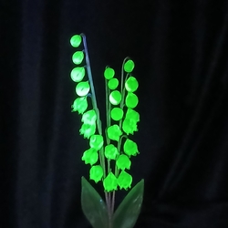 Czech lampwork glass bead Uranium yellow Lily of the Valley flower stem ornament - kopie