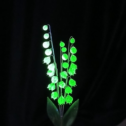 Czech lampwork glass bead Uranium yellow Lily of the Valley flower stem ornament