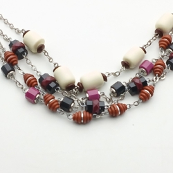 Lot (10) Vintage Art Deco German Bauhaus chrome chain necklaces galalith chocolate cone beads Jakob Bengel  - kopie