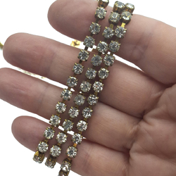 Crystal MC Chaton Rhinestone raw brass cup chain Preciosa SS 18, 2.3meter