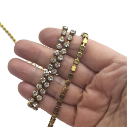 Crystal MC Chaton Rhinestone raw brass cup chain Preciosa SS 18, 2.3meter