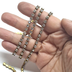 Crystal MC Chaton RAW Brass jewelry Rhinestone cup chain Preciosa ss16, 4 meter