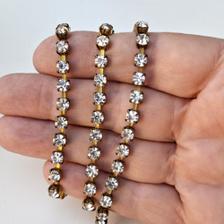 Crystal MC Chaton RAW Brass jewelry Rhinestone cup chain Preciosa ss16, 3.4 meter