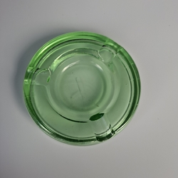 Vintage Czech uranium green depression glass ashtray