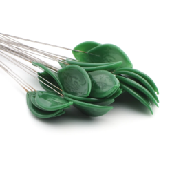 Czech lampwork glass green flower leaf glass bead (1 bead)