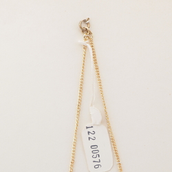 Vintage Czech gold link chain necklace blue marble glass beads 15"