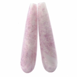 Lot (2) 33mm antique Czech lampwork lilac marble earring headpin teardrop glass beads