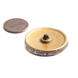 Large Czech reverse painted gold gilt floral lacy style glass button 32mm