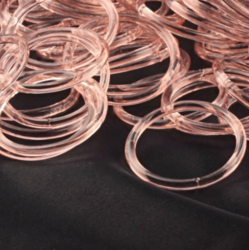 Lot (70) 48mm Antique Czech rosaline pink glass bangles hoops earring elements
