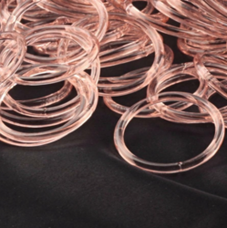 Lot (50) antique Czech rose pink glass bangles hoops earring elements 48mm