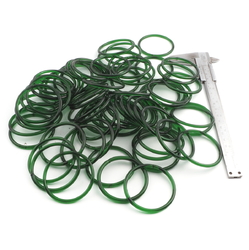 Lot (72) antique Czech Emerald green glass bangles hoops rings 2.25"