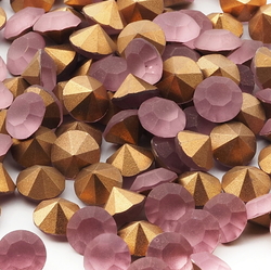 Lot (88) Czech vintage foiled round frost pink glass rhinestones 8mm